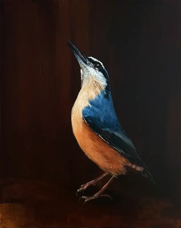 Gemälde Kleiber von Künstlerin Simone Hofmann im Chiaroscuro-Stil vor dunklem Hintergrund